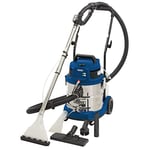 Draper 1500W 20 L Wet and Dry Shampoo Vaccum Cleaner | 3m Flexible Hose and Accessories |65 l/s Max Airflow | 19 kPa Vacuum Pressure | Home Car Carpet Cleaning | Professional Use | 75442