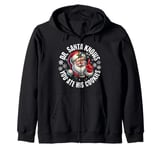 Funny Christmas Doctor Santa Knows You Ate His Cookies Zip Hoodie