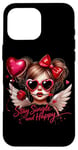 Coque pour iPhone 16 Pro Max Ailes d'ange « Stay Single And Happy Heart »