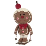 Skiing Christmas Gingerbread Man Mr Crimbo Fabric Figure Decoration Skis 38cm