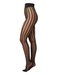 Siri Stripe Tights Black Swedish Stockings