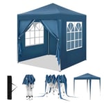 WOLTU Tonnelle de Jardin, Pergola, Barnum, Tonnelle Pliante 2x2m avec 4 Parois Latérales, Gazebo, Hauteur Réglable, Imperméable, Protection de UV, avec Sac de Transport, Bleu