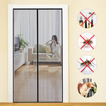 MYCARBON Moustiquaire Noire 120x220cm Maille Ultra Fine Moustiquaire Porte-Fenêtre Aimantée Rideau Anti Mouche Anti Insecte Fermeture Magnétique Installation Sans Perçage avec Bande Adhésive