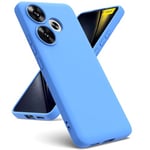 Oududianzi - Coque Compatible avec Xiaomi Poco F6 5G, [Coque Silicone Liquide] [Intérieur Microfibre] Souple Étuis en Caoutchouc Housse Antichoc Protection Bumper Coque Poco F6 5G - Bleu Ciel