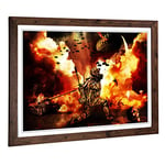 Big Box Art Framed Print of War Battle Scene Army (3) Design | Wall Art Picture | Home Decor for Kitchen, Living, Dining Room, Bedroom, Hallway, Office, Walnut, A2 / 24.5x18 Inch / 62x45cm