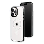 RhinoShield Coque Clear Compatible avec Magsafe pour [iPhone 14 Pro Max] | Force magnétique supérieure, Haute Transparence et résiste au jaunissement. Personnalisable - Noir Contour objectifs Photo