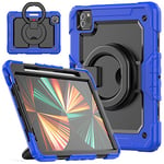 HUEZOE Coque de Protection intégrale résistante aux Chocs pour iPad Pro 11", modèle 2021/2020/2018, avec Porte-Stylo, Bleu