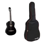 Yamaha C40II Full Size Classical Concert Guitar – Black & RockJam DGB-02 Padded Acoustic Guitar Bag with Carry Handle and Shoulder Strap