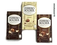 Ferrero Rocher Bar Variety Bundle Milk Chocolate & Hazelnut Dark Chocolate 3x90g