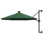 Parasol mural avec m�t m�tallique et LED 300 cm Vert