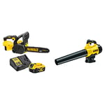 DEWALT - Tronçonneuse Élagueuse Brushless XR 18V 5Ah Li-Ion - Tronçonneuse Sans Fil avec Batterie / Chargeur et Poignée & Souffleur Brushless XR 18V 5Ah Li-Ion - Silencieux 65dB - Volume d'Air 400cfm