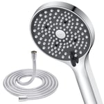 YEAUPE Pommeau de douche et tuyau de 1,8 m à 130 mm - Grand débit puissant et tête de douche haute pression 6 modes de pression - Pommeau de douche électrique à basse pression - Chrome