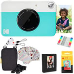 KODAK Printomatic Instant Camera (Blue) Gift Bundle + Zink Paper (20 Sheets) + Case + 7 Sticker Sets + Markers + Photo Album