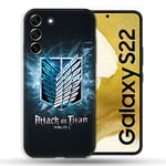 Coque pour Samsung Galaxy S22 Manga Attaque Titans Noir