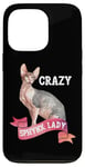 Coque pour iPhone 13 Pro Crazy Sphynx Lady Sphinx Cat Lovers Race Chat