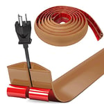 Bocguy Cache Cable Sol, Petit Canal de câble Flexible, 5M x 5cm Goulotte Passe Cable Sol Silicone, Cache Fil Électrique Sol Auto-Adhésif Facile à Couper Montage pour Tous Les Câbles (Marron-Arrondi)