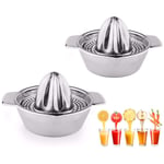 2 PACKS Manual Juicer Citrus Squeezer, Press Anti-slip Reamer With Strainer, Stainless Steel Fruit Juicers, Dishwasher Safe