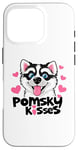 Coque pour iPhone 16 Pro Funny Pomsky Lover Kisses Puppy Dog Mom Pomskies