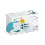 Aqua Optima EPS319 Optima, Evolve+ 3 Pack (3 Months Supply) Water Filter Cartridge Compatible with Brita, Maxtra+ & PerfectFit, White