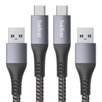 2pack Câble De Charge Rapide Usb C 10gbit/S Données Usb A Câble De Voiture Android 3.1a Chargeur Rapide Câble De Transfert De Données Pour Samsung Note20 Galaxy S23 Z Flip5 Pixel 8 1m/3.3ft