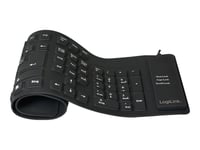 LogiLink Flexible Waterproof - Clavier - PS/2, USB - QWERTZ - Allemand - noir