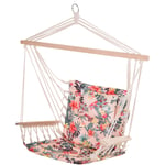 Outsunny - Chaise suspendue hamac de voyage respirant portable dim. 100L x 49l x 106H cm coton macramé polyester rose pâle motif à fleurs