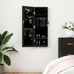 Armoire � bijoux avec miroir murale noir 30x8,5x90 cm