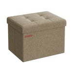 Banc de Rangement Pliable de 41 cm, Coffre de Rangement, Tabouret Repose-Pieds, Pouf de Chambre, Taupe Clair