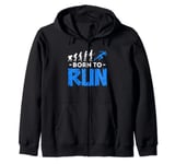 Born to Run Marathon Running Runner Evolution Zip Hoodie