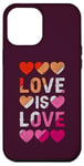 Coque pour iPhone 12 Pro Max Lesbienne, Cœurs, L'amour est l'amour, Fierté LGBT