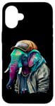 iPhone 16 Plus Funky Elephant Urban Style Cool Hat Jacket Case