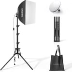 Softbox, Studio Photo Eclairage, Lampe Vidéo 40 x 40 cm avec Ampoule LED (50 W, 5500 K, 97 CRI) et Trépied, Lampe Photo pour Photographie de Portrait, avec Sac à Main