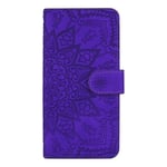 Lompakkokotelo Samsung Galaxy A52/A52S Premium PU-nahkaiselle läppäsuojalle Mandala Purple