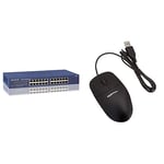 NETGEAR JGS524-200EUS Switch 24 Ports Gigabit Ethernet, Bureau, en Rack et Protection à Vie ProSafe & Amazon Basics Souris Filaire USB à Trois Boutons Noir