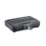 SEVERIN Barbecue électrique 2 200 W avec grille amovible en fonte d'aluminium, Barbecue de table avec bouton rotatif, eBBQ avec bac à eau pour utilisation en intérieur et extérieur, Noir, PG 8556