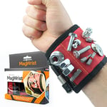 MagWrist Bracelet magnétique rouge pour vis, clous, forets, idéal pour menuiserie, bricolage, électricien, mécanicien