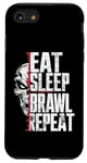 Coque pour iPhone SE (2020) / 7 / 8 Eat Sleep Brawl Repeat Brawler Boxer Gamer vidéo