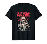 Music Keeps Me Alive Dead Skull Evil Halloween Mens Womens T-Shirt