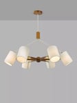 John Lewis Spindle 6 Arm Ceiling Light, Walnut/Antique Brass