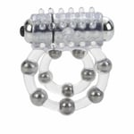 Maximus Enhancement Vibrating Dual Cock Ring 10 Stroker Bead Penis Erection Band