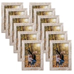 EXYGLO Rustic 6x4 Photo Frames Set of 12, Multiple Picture Frames 6x4 with PS Surface, 4x6 Photo Frame for Wall & Tabletop Display