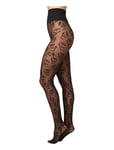 Flora Flower Tights Black Swedish Stockings