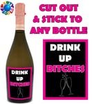 DRINK UP BITCHES - STICKY BOTTLE LABEL -  PERFECT WINE / PROSECCO LOVERS GIFT