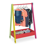 Relaxdays Penderie pour Enfants, Portant vêtements, Rangement, HLP : 99x64,5x42 cm, Petit Porte-Manteau, Multicolore