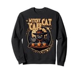 WITCHY CAT CAFE cute Halloween witch cats having coffee Sweatshirt