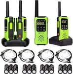 Rt649P Talkie Walkie,Etanche Ip67,Rechargeable,Oreillette Talkie-Walkie,Pmr446,Alarme Sos,Vox,Longue Portee Talkie Walkie Pour Centre Aquatique,Kayak(2 Paires,Vert)