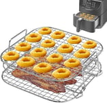 Air Fryer Rack for COSORI,SHUOMAO 8 inch New-Upgrade 2-Layer Dehydrator Grill Rack Air Fryer Accessories for Cosori 5.5L/6.4L,Instant Vortex Plus 8.5 L,Tefal 6.5L Air Fryer and Oven