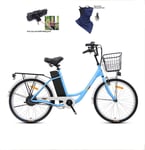 Vélo électrique, 24 Pouces Confortable vélo, pédale de cyclomoteur féminin et Masculin Batterie Portable Lithium 36V / 250W, Urbain t JIAJIAFUDR (Color : Blue, Size : 24inch)