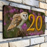 Barn Owl House Number Slate Name Gate Sign Plaque Door Personalised  Plate SL04