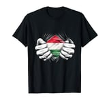 Hungary Flag Ripped Torn Graphic For Men Hungarian Football T-Shirt